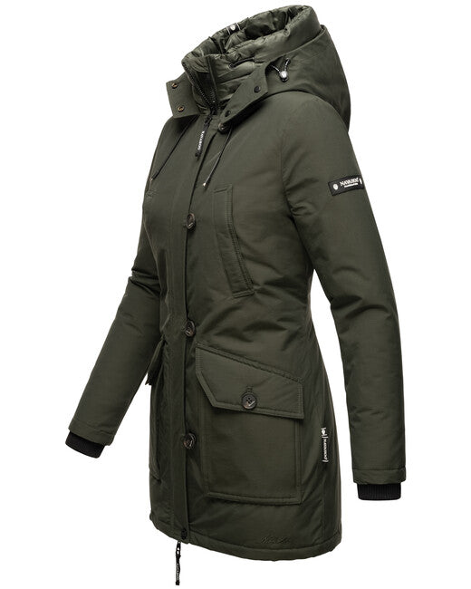 Navahoo Freezestoorm damen Winterjacke mit Kapuze, olivgrün
