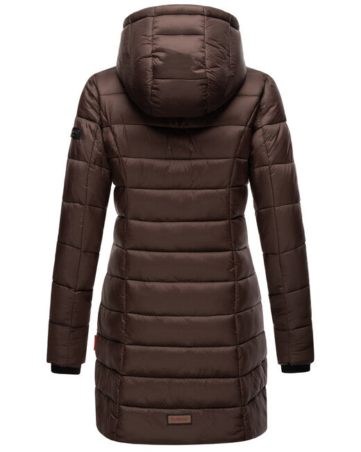 Marikoo Abendsternchen damen-Steppmantel mit Kapuze, dark choco