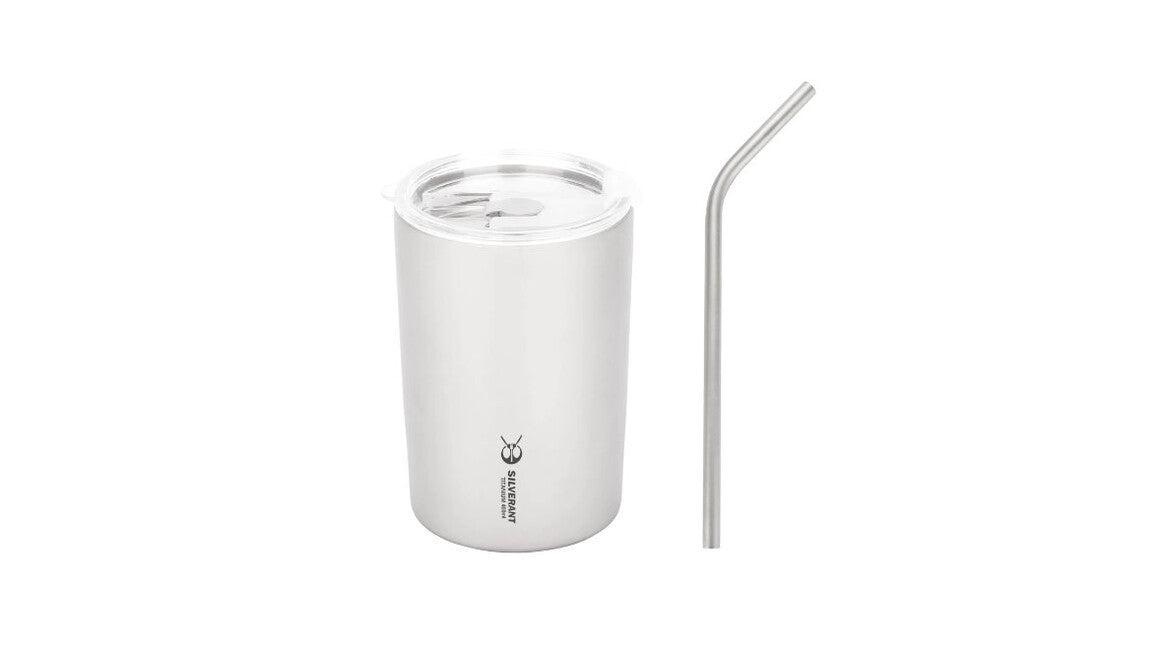 Silverant Doppelwandiger Becher aus Titan mit Strohhalm 400 ml