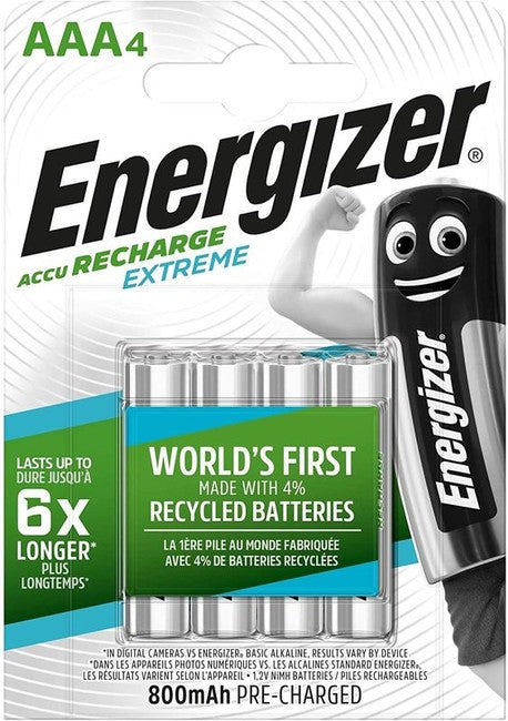 Energizer Wiederaufladbare Batterie HR03 Extreme AAA 800mAh FSB4, 4St.
