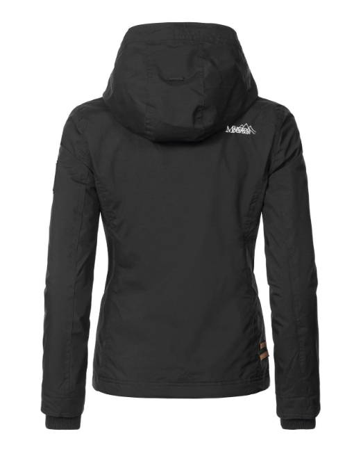 Marikoo ERDBEERE damen-Übergangsjacke mit Kapuze, schwarz