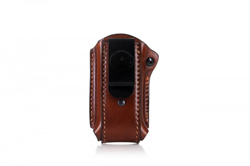 Falco F400 leder gürtelholster für magazin mit schnalle und halteschraube, braun echt