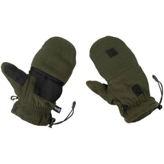 MFH Fleece-Fäustlinge mit Kordelzugschlaufen, od grün