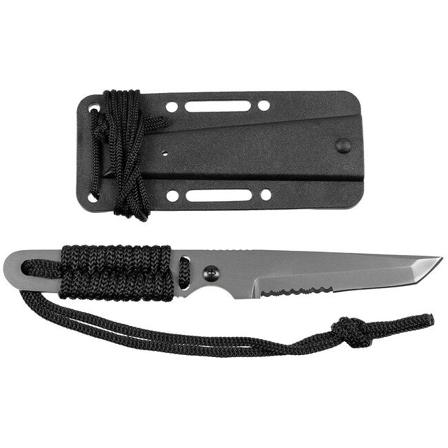 Fox Action Messer, schwarz, umwickelter griff, mit scheide