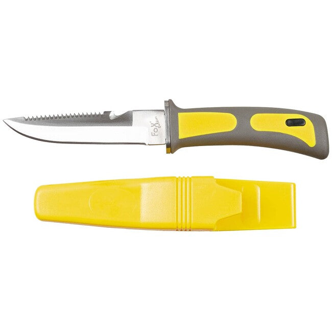 Fox Outdoor Tauchermesser gelb-schwarz Gummigriff mit Scheide
