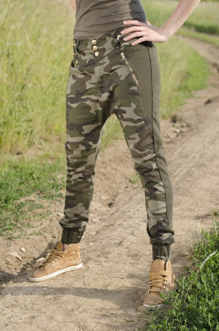O&T Damenhose Garment denim s nizkym sedom, woodland