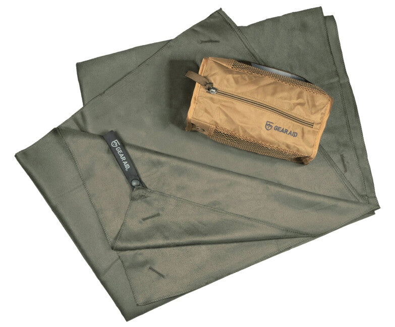 GearAid Microfiber Towel mikrofaser-handtücher mit antibakterieller behandlung und netztasche 75 x 120 cm moss