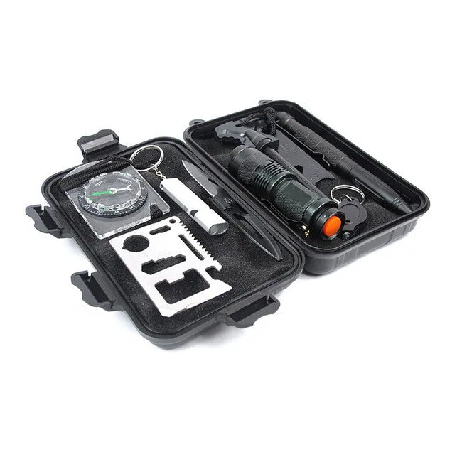 DRAGOWA TACTICAL Outdoor Survival Kit 10in1 Kiefer, klein