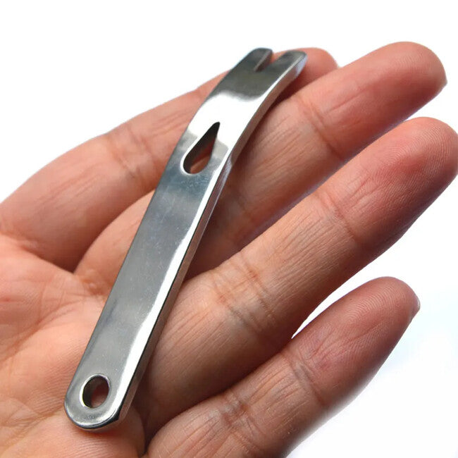 DRAGOWA Tactical Mini Stainless Steel Key Pry Bar Otter, Silver