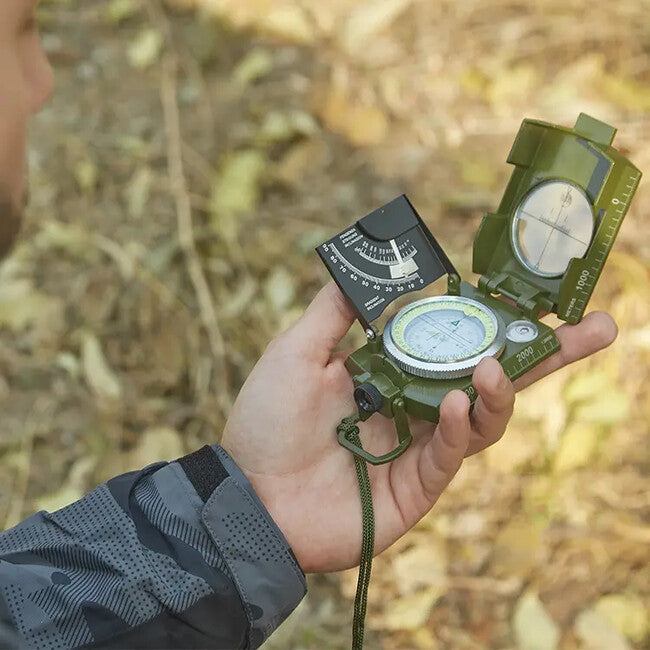 DRAGOWA Tactical Wally Folding Waterproof Metal Compass with Case, Green