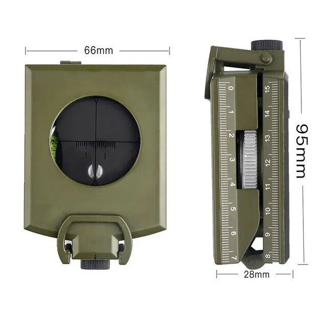 DRAGOWA TACTICAL Faltbarer wasserdichter Metallkompass mit Wally-Etui, grün