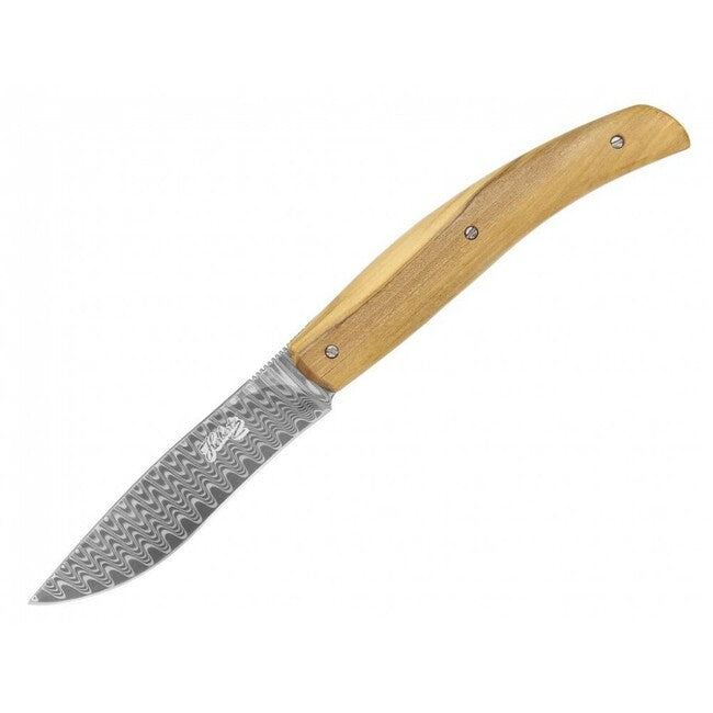 Herbertz Damast Olive taschenmesser 8,5cm Holz