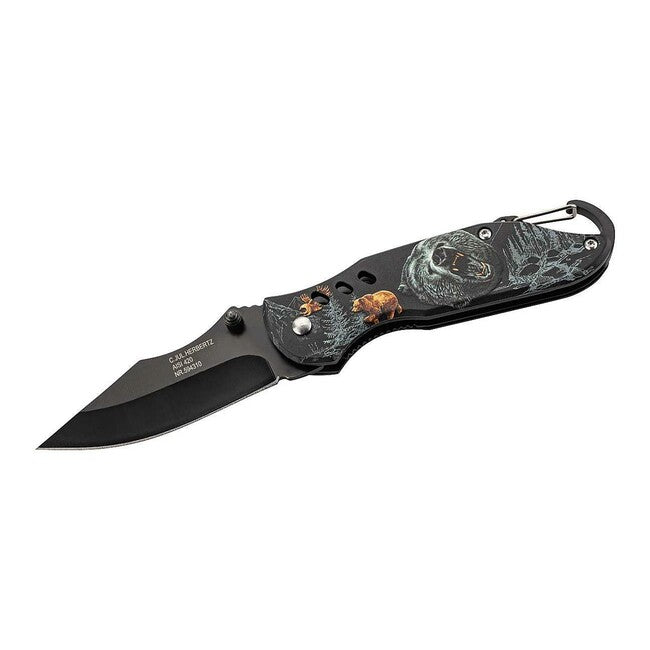 Herbertz 7cm Einhandtaschenmesser aluminium 3D-gedruckter Bär