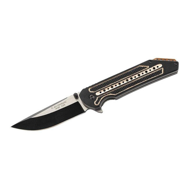 Herbertz Einhandtaschenmesser 9,2cm, aluminium, schwarz-bronze