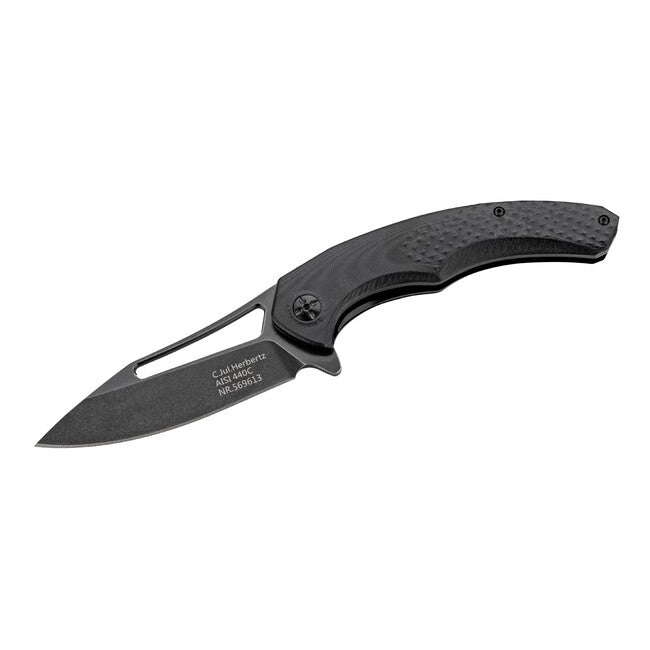 Herbertz Einhand-taschenmesser 9,5cm strukturiertes G10, schwarz