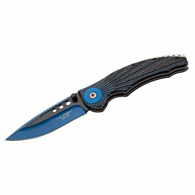 Herbertz Einhandtaschenmesser 9cm, aluminium, schwarz-blau