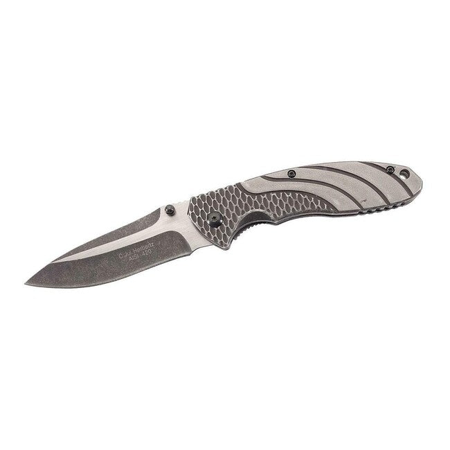 Herbertz Einhandklappmesser 9cm, edelstahl mit wabenmuster, stonewash
