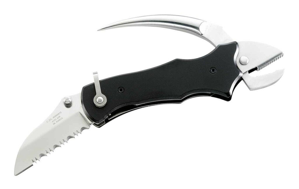 Herbertz Seemannsmesser 5,5 cm rostfreier Stahl Aluminium schwarz Nylonscheide