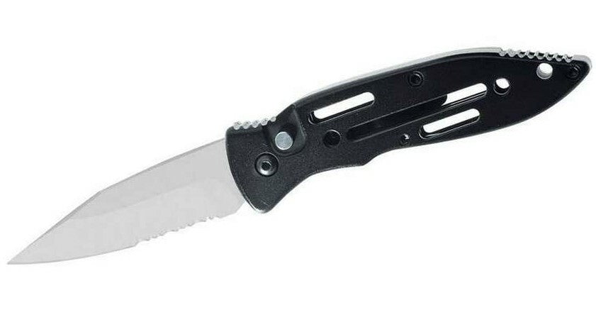 Herbertz taktisches Automatikmesser 8,3 cm, schwarz, Aluminium