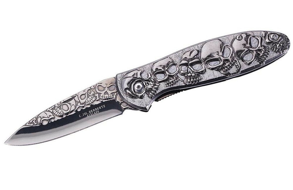 Herbertz taschenmesser 8,3 cm Vollstahl Totenkopfmotiv