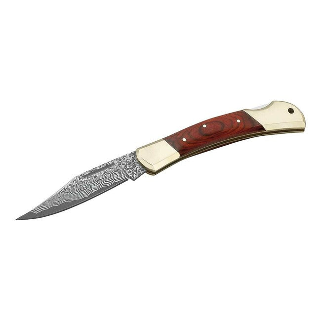 Herbertz taschenmesser 8,5 cm Damast Pakkaholz