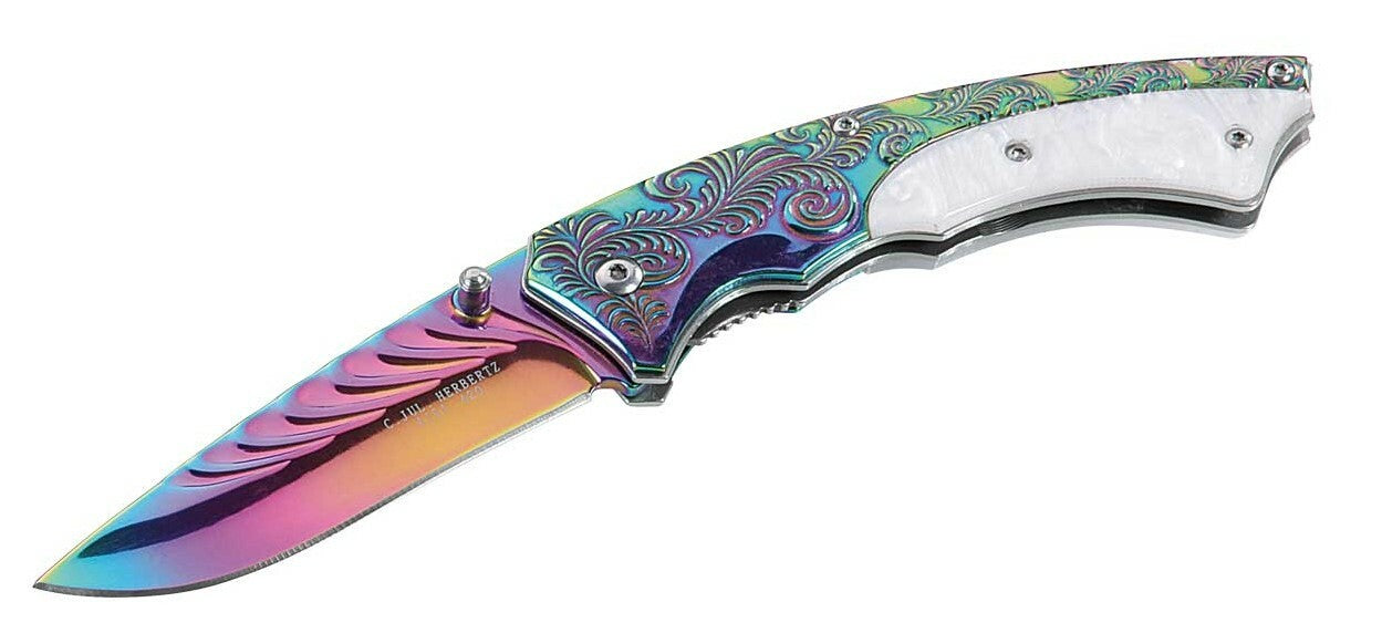 Herbertz taschenmesser 8,5 cm, regenbogenfarbe, rostfreier stahl, acryl