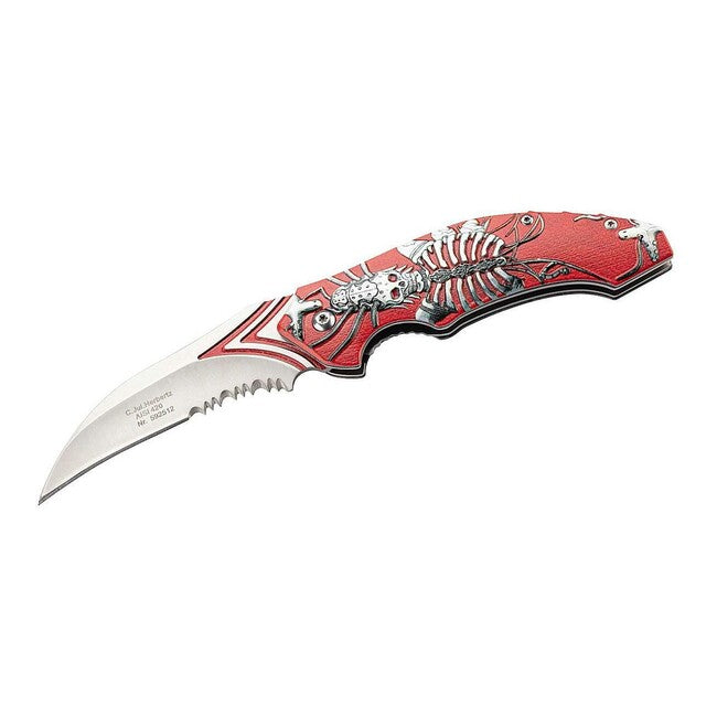 Herbertz taschenmesser 8,5cm, aluminium, rot, kybernetisches Skelett