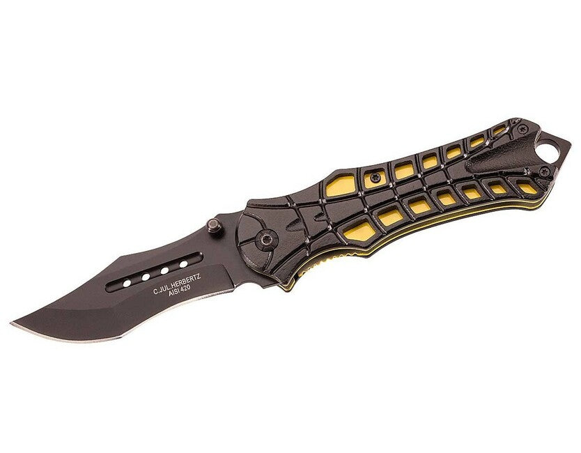 Herbertz taschenmesser 8,7 cm, schwarz-gelb, Aluminium, Stahl