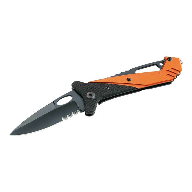 Herbertz taschenrettungsmesser 8 cm, schwarz-orange, G10, Aluminium