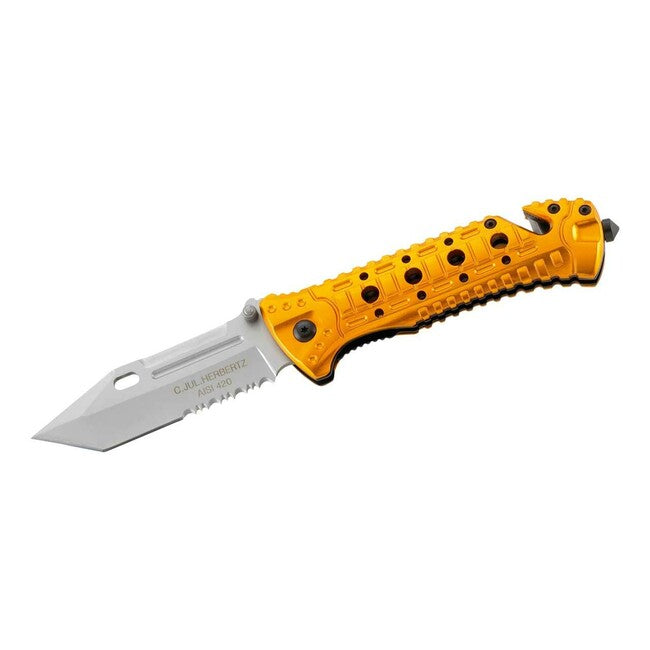 Herbertz Rettungsmesser 8,8 cm, gelb, Aluminium