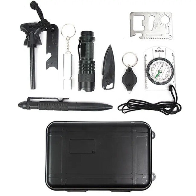 DRAGOWA Tactical Outdoor Survival Kit 10-in-1 Pine, Small