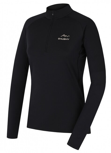 HUSKY Tromi Zip damen thermo-shirt mit reißverschluss, schwarz