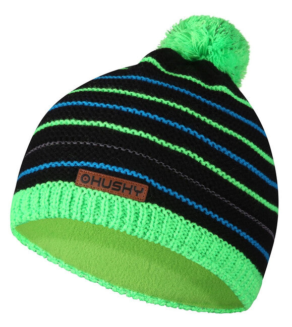 HUSKY Cap 34 Kindermütze, schwarz/neongrün