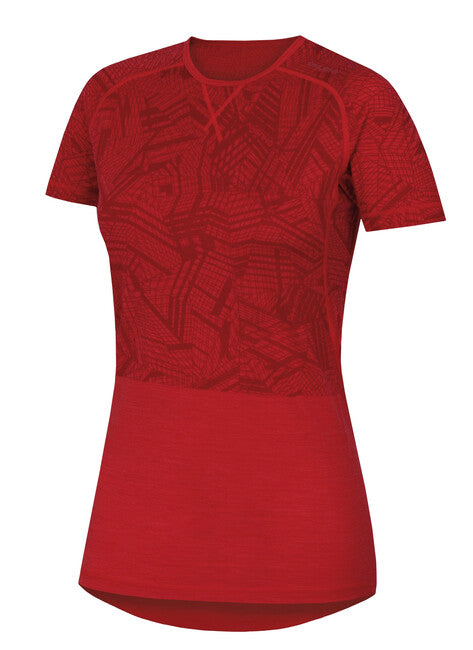 HUSKY Merino termopradlo Damen-T-Shirt Kurzarm rot