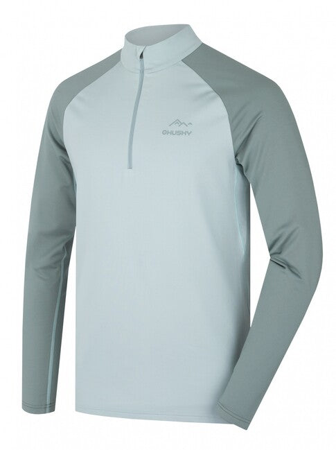 HUSKY Tromi Zip herren thermoshirt mit reißverschluss, verblasstes grün