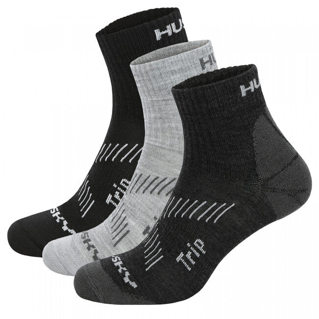 HUSKY Trip socken 3er-Pack, schwarz/hellgrau/dunkelgrau