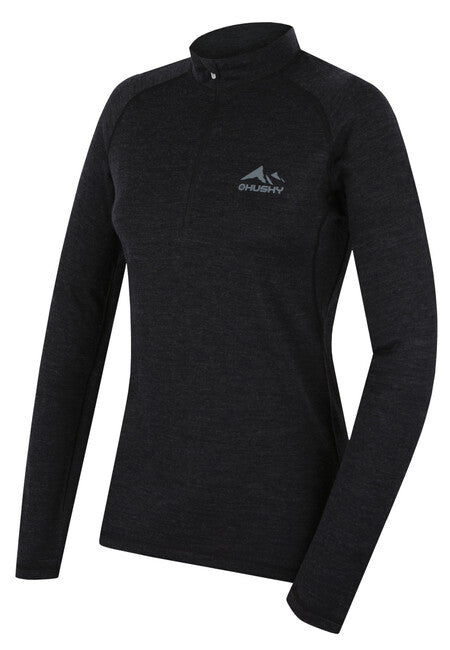 HUSKY termopradlo Merino T-Shirt dl Merow zips L, schwarz