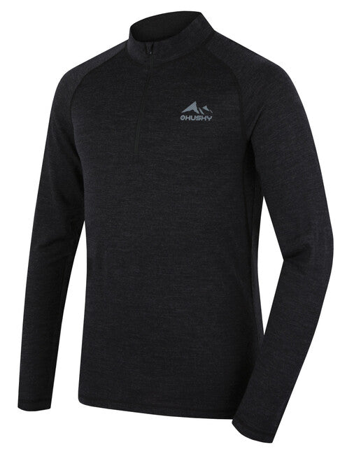 HUSKY Merino Merow Zips Long Sleeve T-Shirt, Black