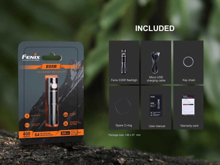 Fenix E05R aufladbare minitaschenlampe, schwarz
