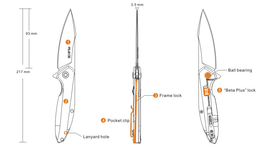 Ruike P128-SF messer - silber