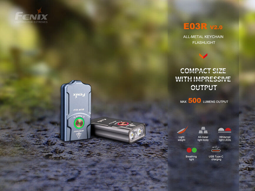 Fenix E03R V2.0 wiederaufladbare taschenlampe, blau