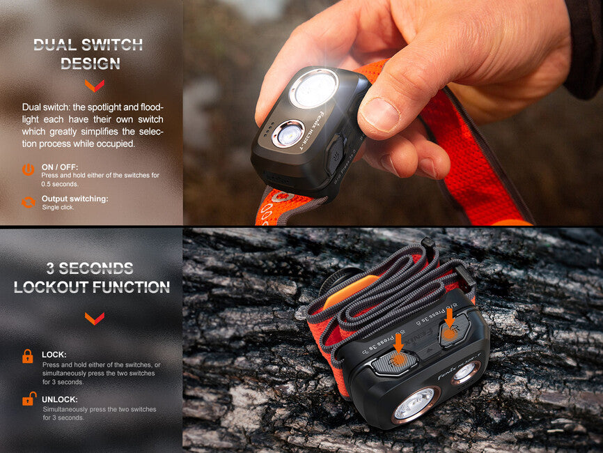 Fenix HL32R-T wiederaufladbare stirnlampe – rot