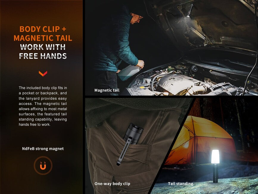 Fenix E35R wiederaufladbare Taschenlampe und weißer Diffusor AOD-S V2.0