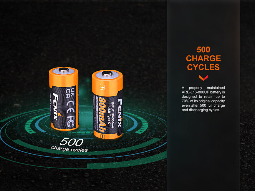 Fenix RCR123A Akku 800 mAh USB-C Li-Ion