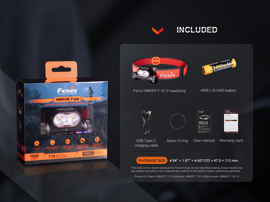 Fenix HM65R-T V2.0 Rechargeable Headlamp, Red
