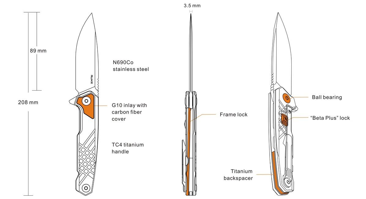 Ruike M875-TZ schließendes taschenmesser