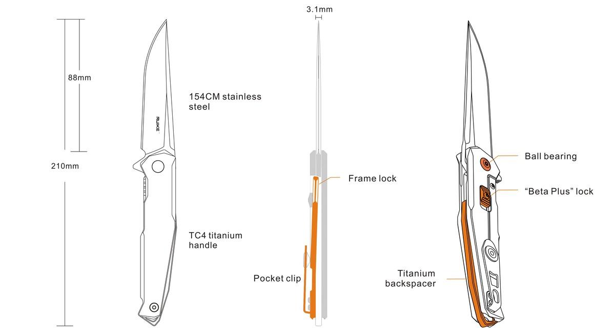 Ruike M108-TZ schließendes taschenmesser