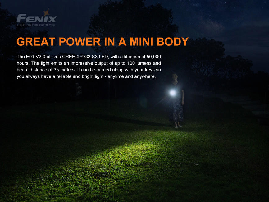 Fenix E01 V2.0 mini taschenlampe