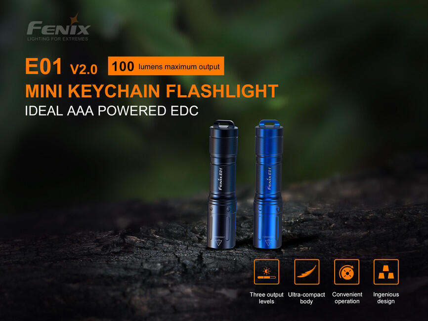 Fenix E01 V2.0 mini‑taschenlampe, blau