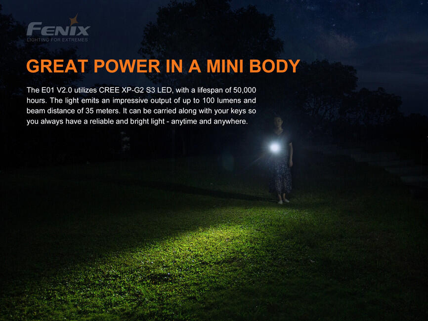 Fenix E01 V2.0 mini‑taschenlampe, blau
